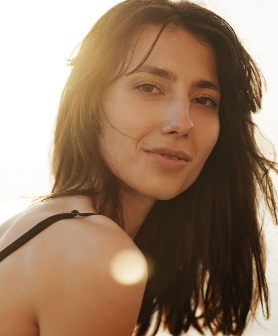 Branson laser hair removal model smiling